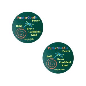Inspirational coasters set of 2 featuring PunkerDoodle Power motto Bold Brave Confident Kind Living Life Happy