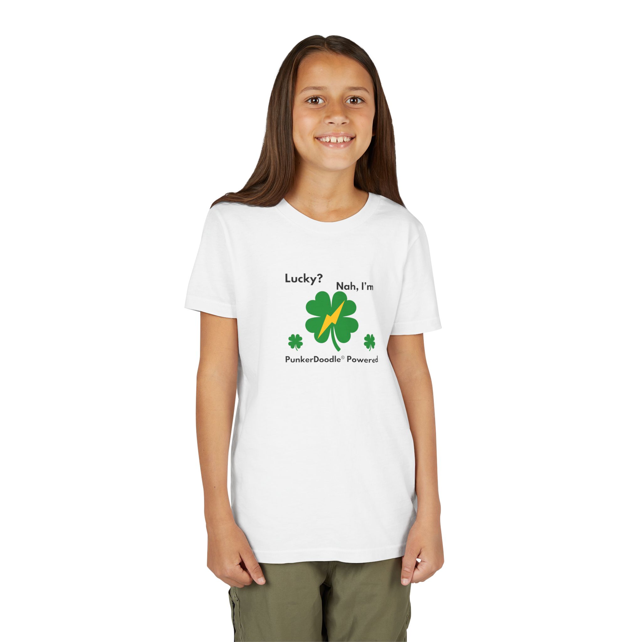 Lucky? Nah, I'm PunkerDoodle® Powered Kids Tee - Image 2