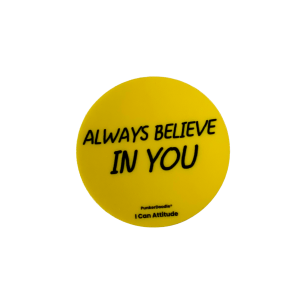 Always Believe in You Glow-in-the-Dark Sticker by PunkerDoodle® yellow with black text