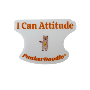 I Can Attitude JJ Bear Sticker featuring JJ Bear, the PunkerDoodle® mascot, with the brand's signature I Can Attitude® message.