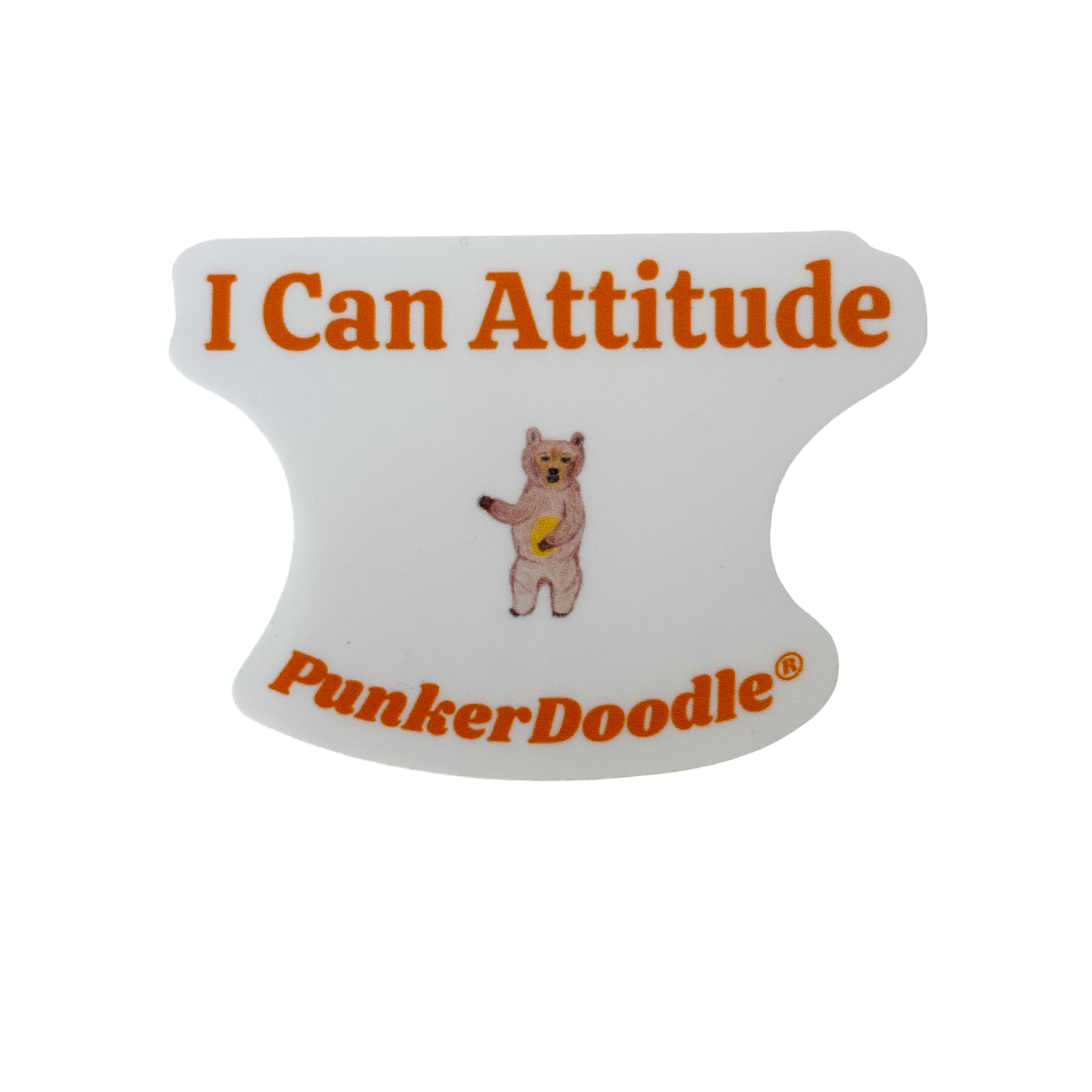 I Can Attitude JJ Bear Sticker featuring JJ Bear, the PunkerDoodle® mascot, with the brand's signature I Can Attitude® message.
